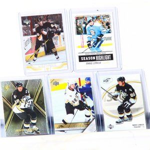 5 Mario Lemieux Hockey Cards - A Superstar and Hall of Famer. A Terrific Gift!!!